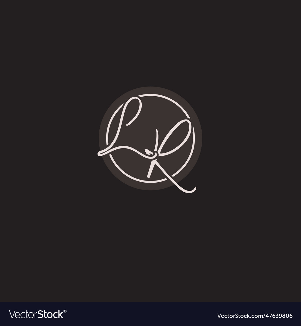 Initials lr logo monogram with simple circle line