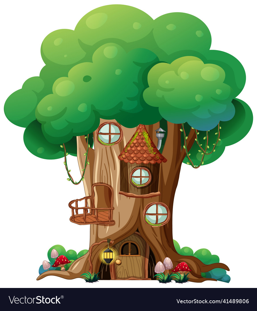 Isolated fantasy tree house on white background Vector Image