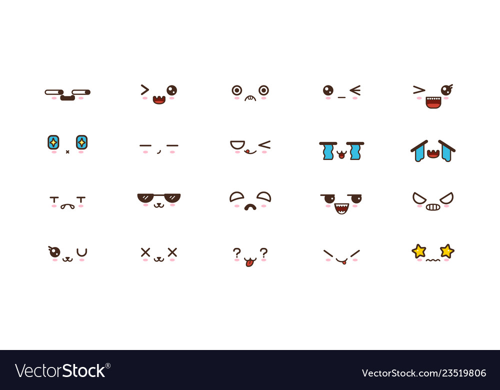 Kawaii lächeln emoticons japanisch emoji