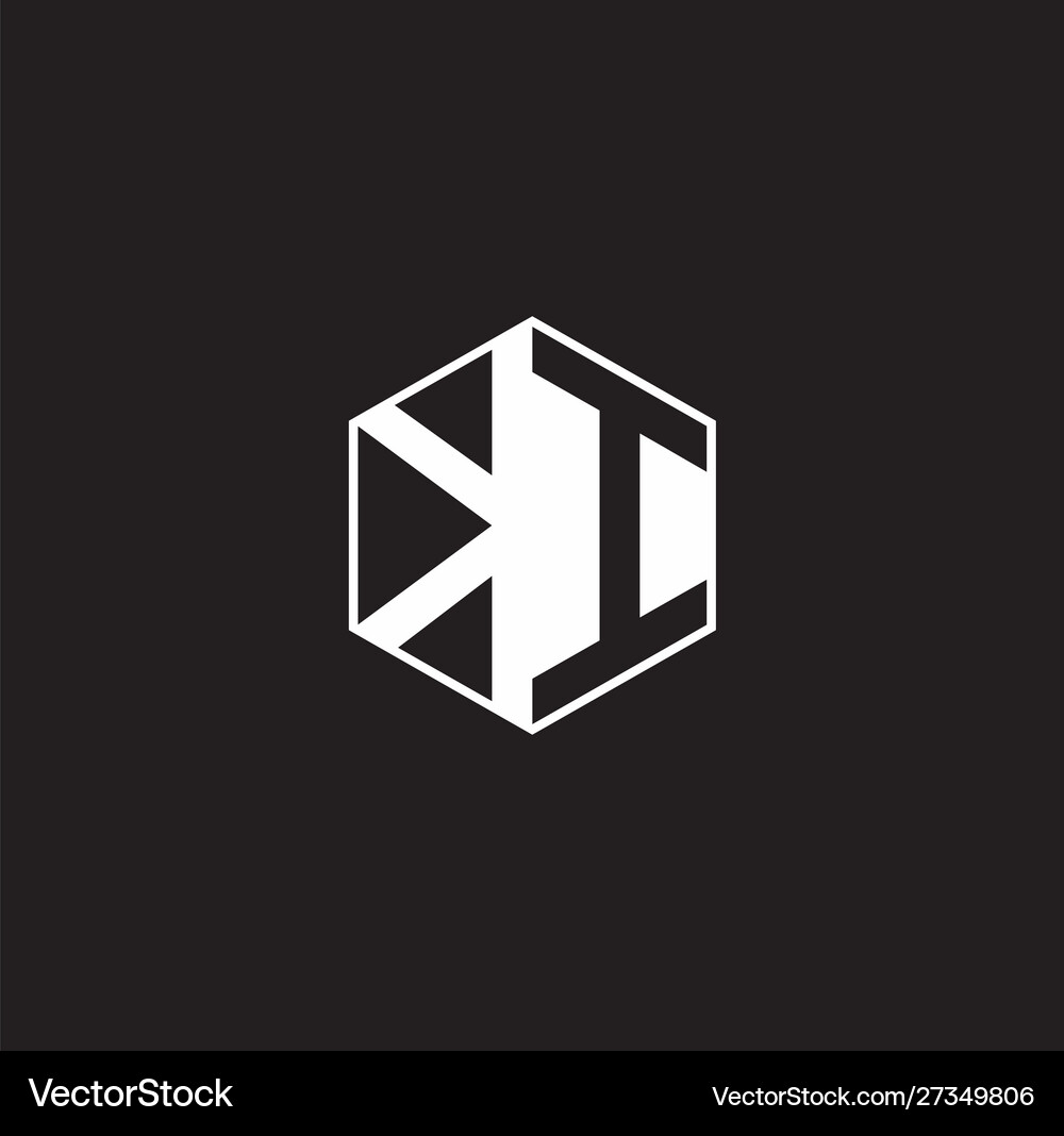 Ki logo monogram hexagon with black background Vector Image