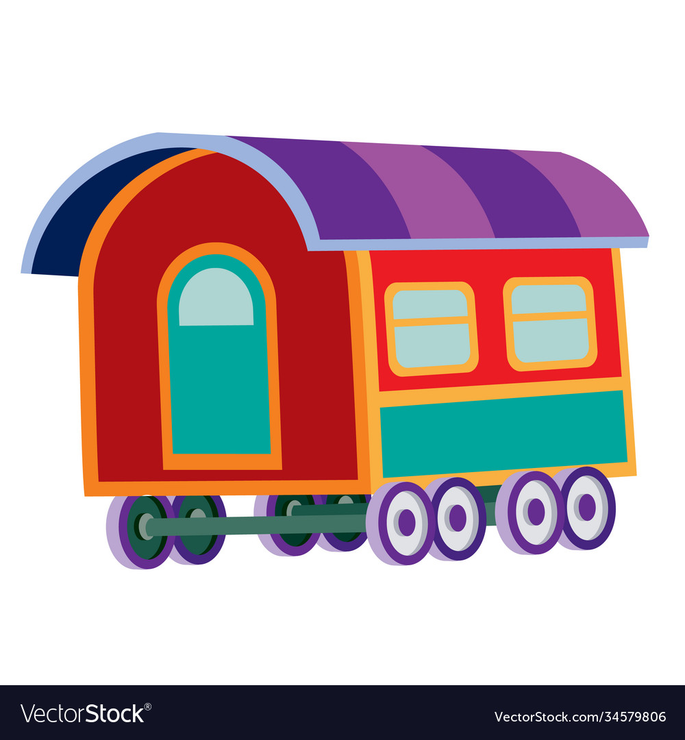 Multicolored wagon without steam locomotive Vector Image