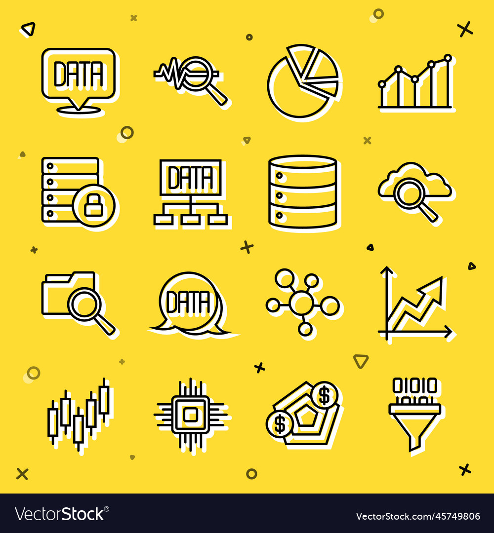 Set line binary code financial growth search vector image Set line binary code financial growth search