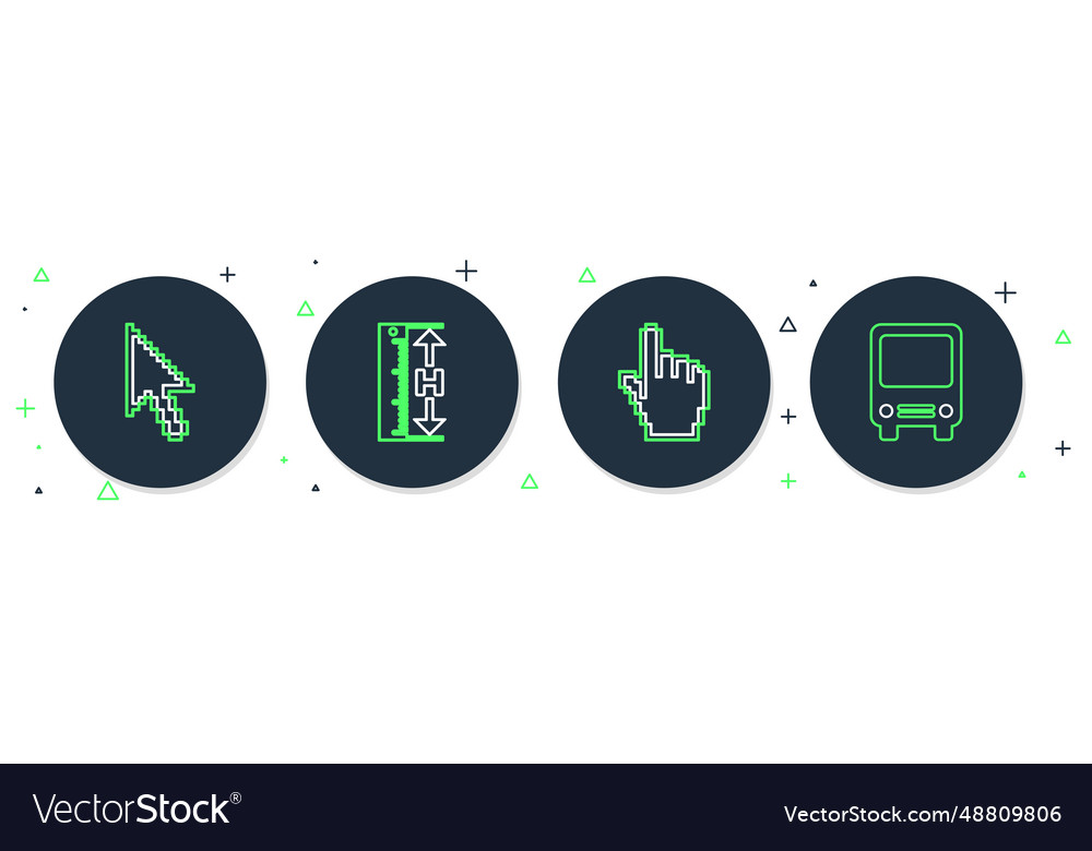 Set line measuring height and length pixel hand vector image Set line measuring height and length pixel hand
