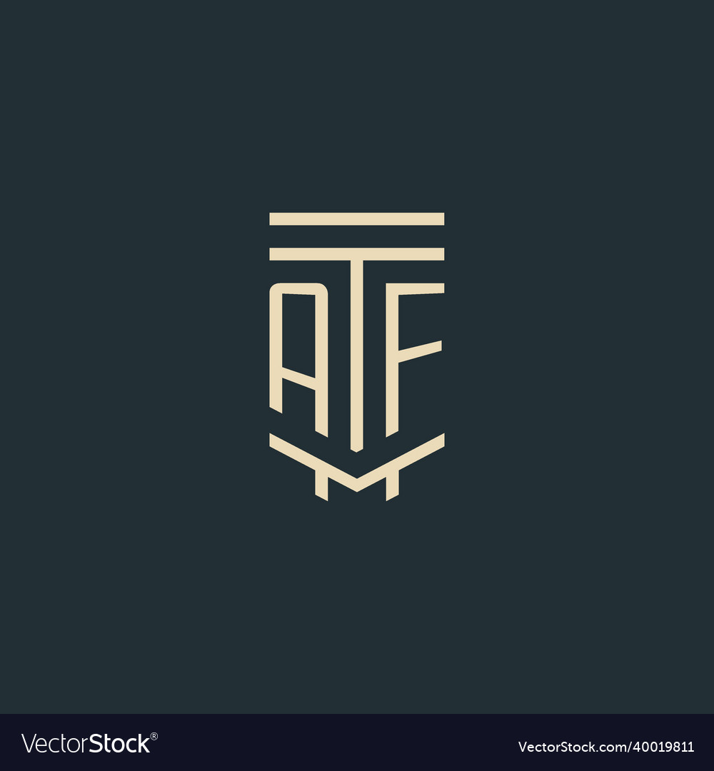 Af initial monogram with simple line art pillar