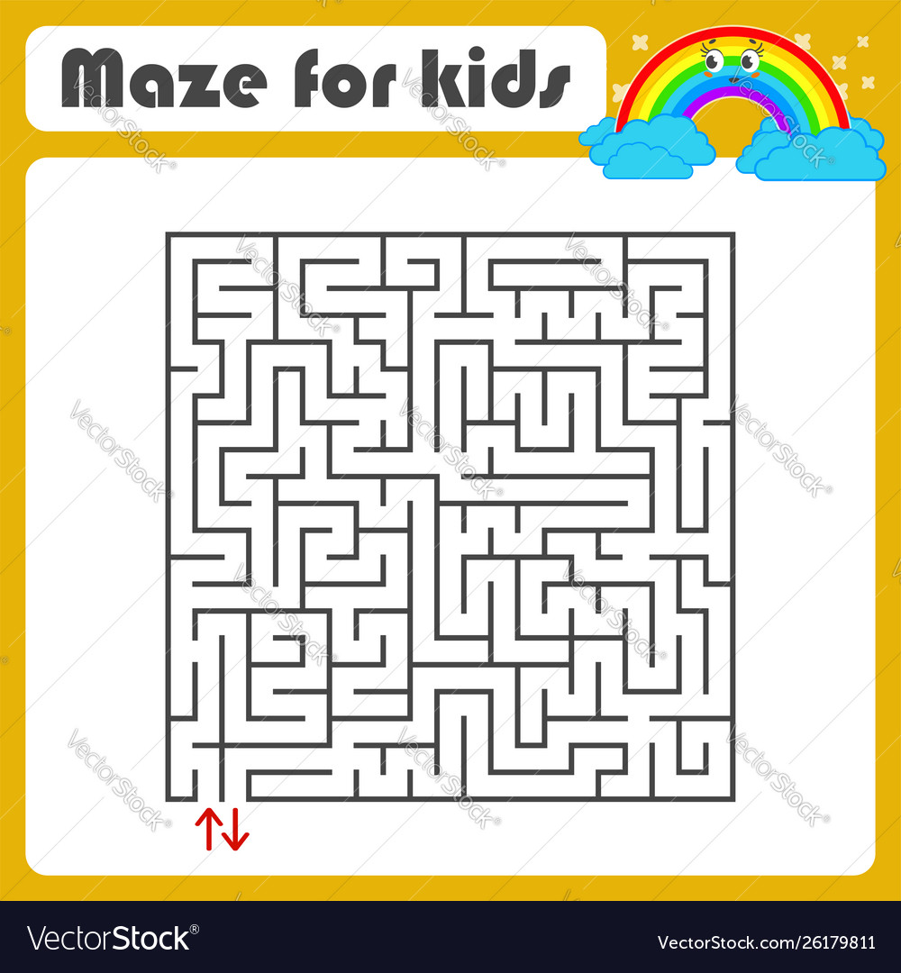 Black square maze with entrance and exit Vector Image