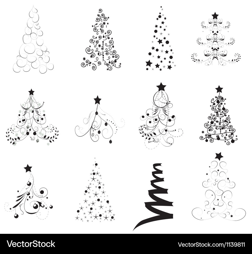 Christmas tree set Royalty Free Vector Image - VectorStock