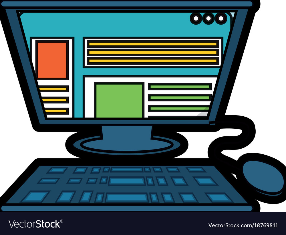 Computer with keyboard and mouse icon