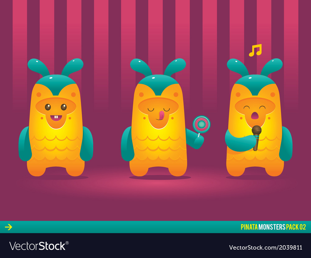 Cute Pineapple Pinata Monsters Royalty Free Vector Image