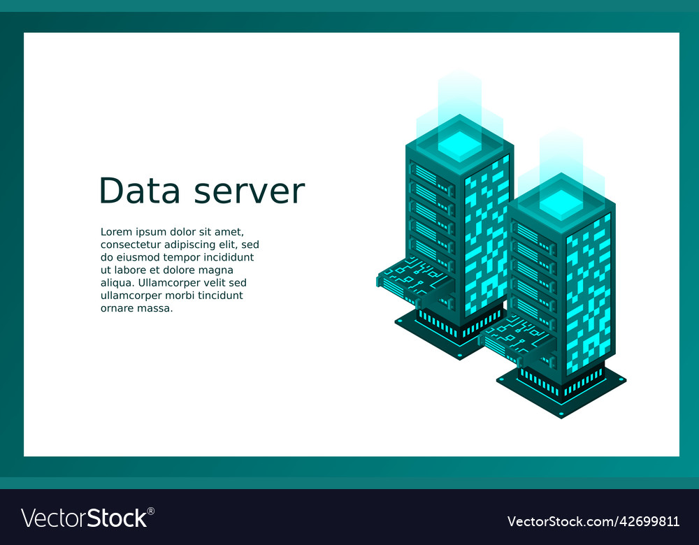Datacenter isometric abstract 3d hosting server vector image Datacenter isometric abstract 3d hosting server