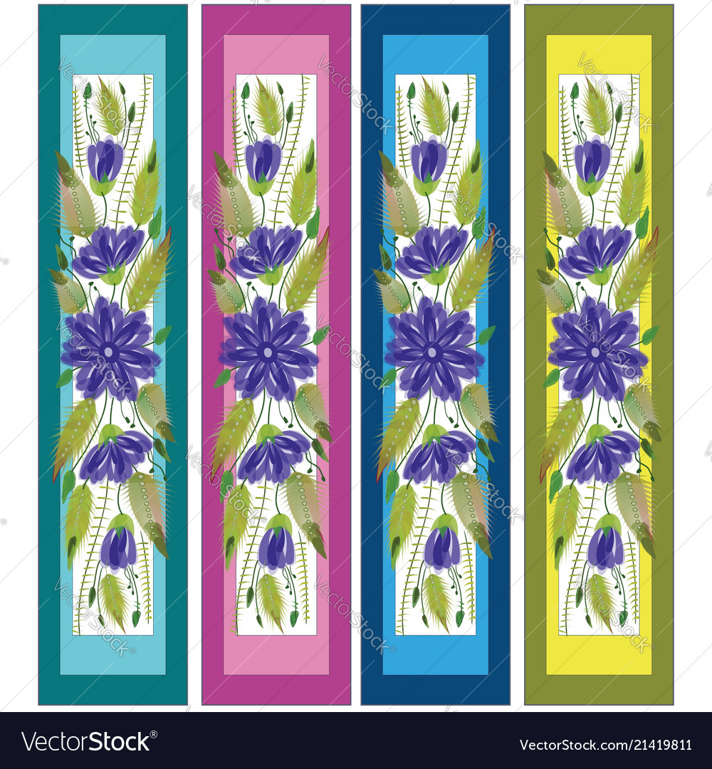 Floral ornamental bookmark folk petrykivka style