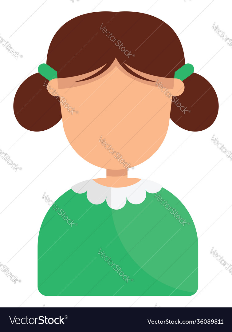 Girl with pigtails on white background