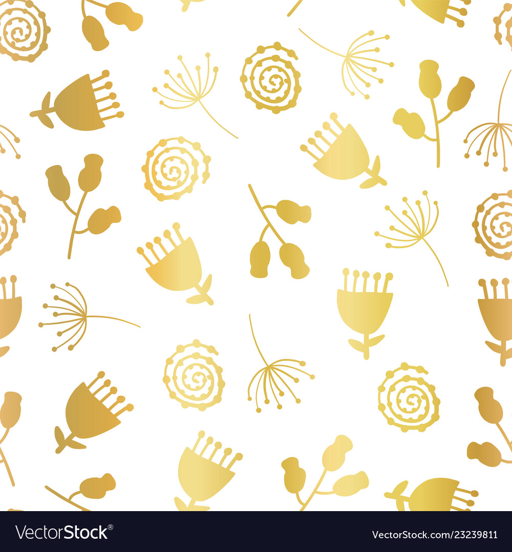 Gold foil leaves seamless background red