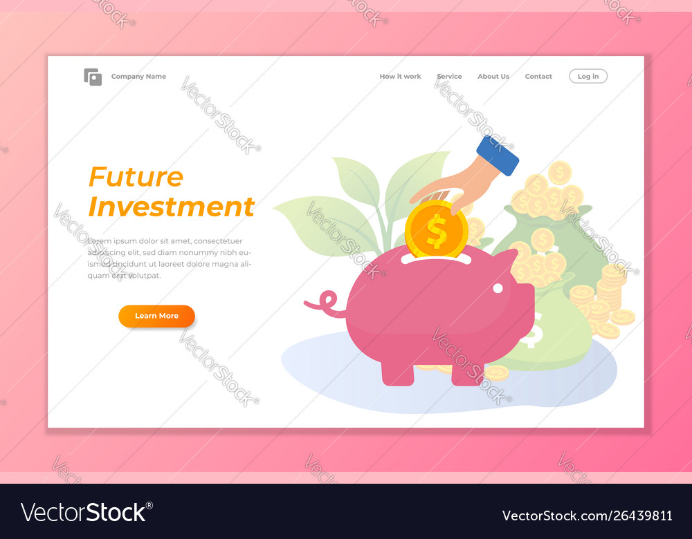 Investment Web Banner Background With Piggy Bank Vector Image