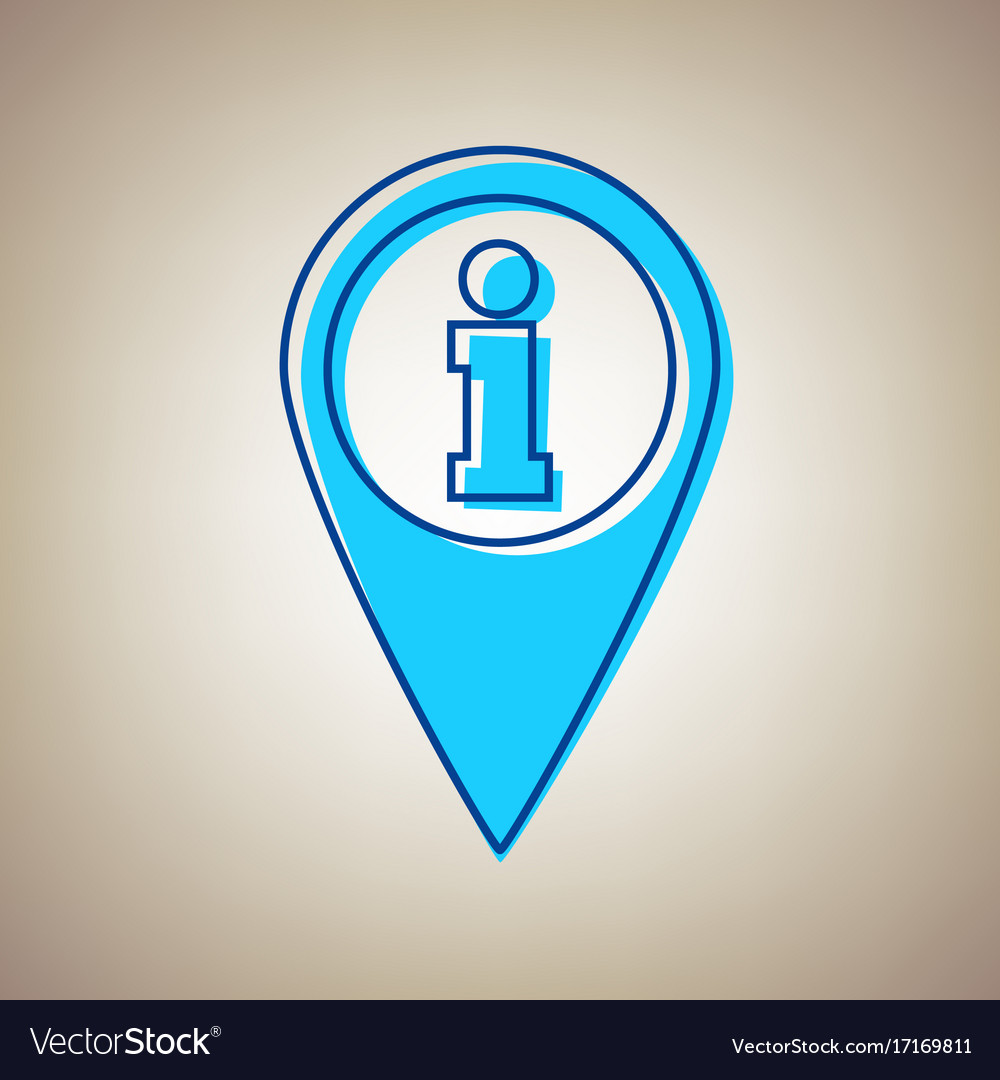 Map pointer with information sign sky