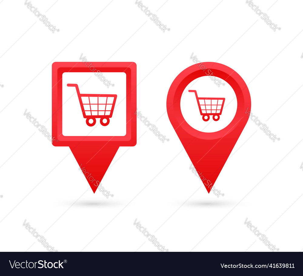 Map pointer with store pin point shop