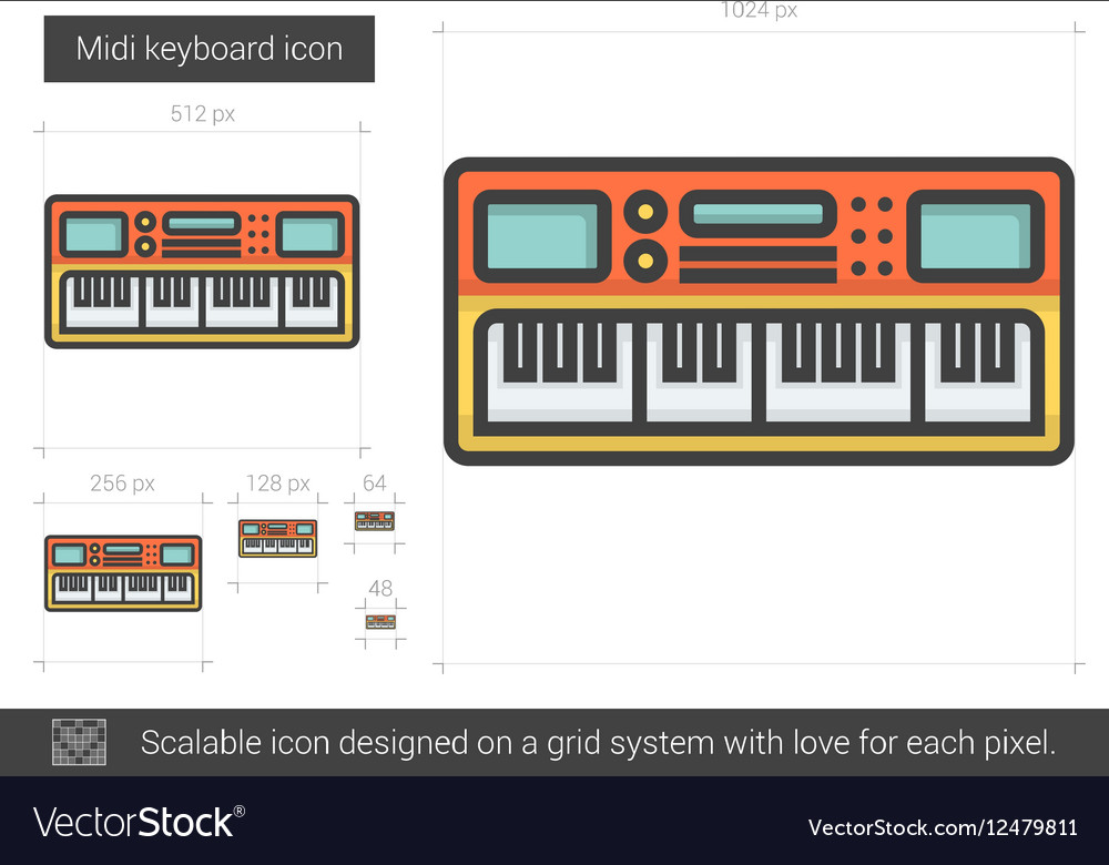 Midi keyboard line icon
