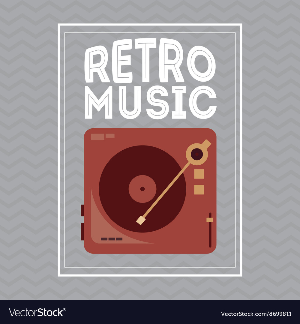 Music icon retro concept flat Royalty Free Vector Image