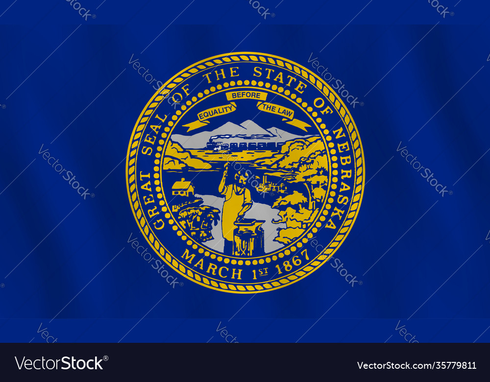 Nebraska us state flag with waving effect Vector Image