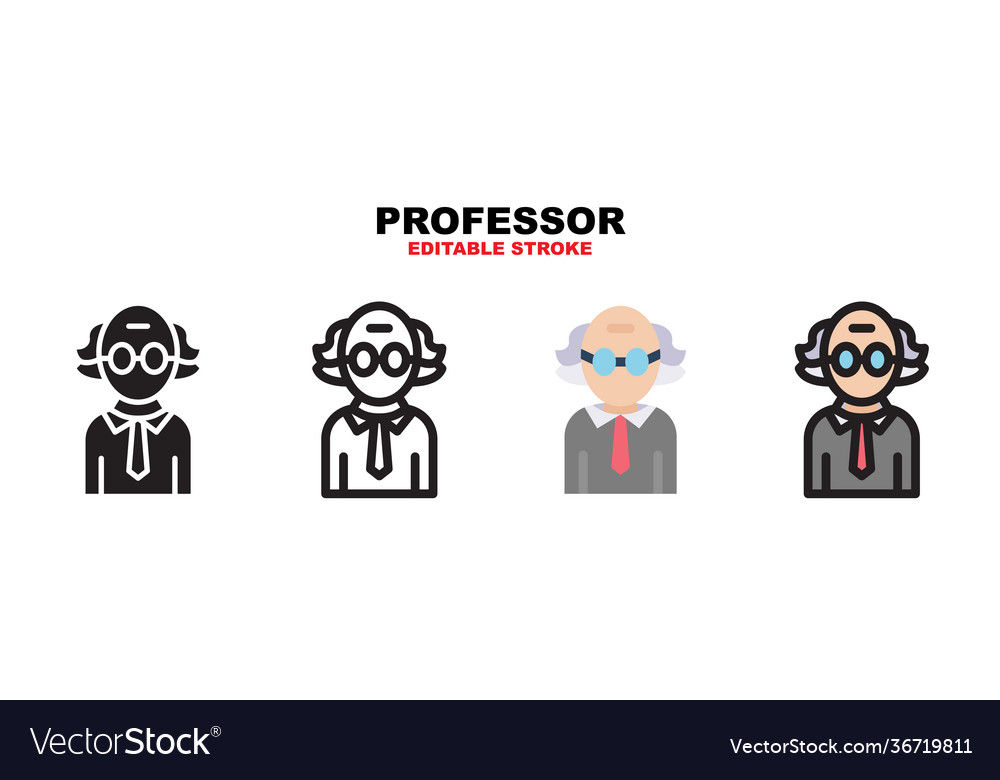 Professor icon set with different styles editable