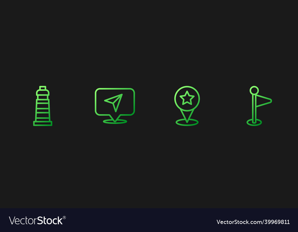 Set line map pointer with star lighthouse vector image Set line map pointer with star lighthouse