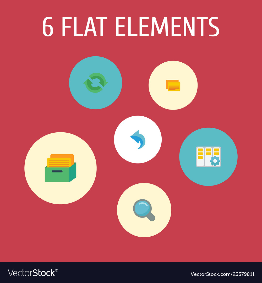 Set of project icons flat style symbols with undo vector image Set of project icons flat style symbols with undo