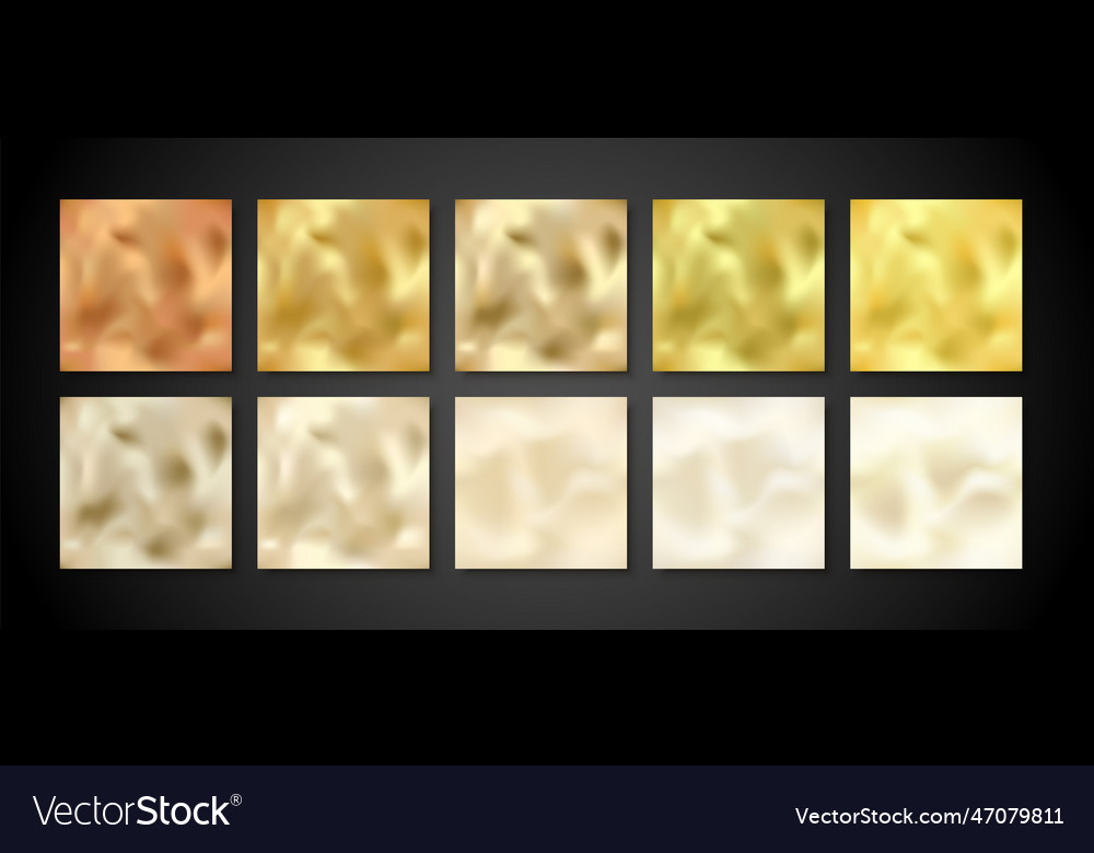 Shiny Gold Seamless Foil Patterns Set Golden Vector Image