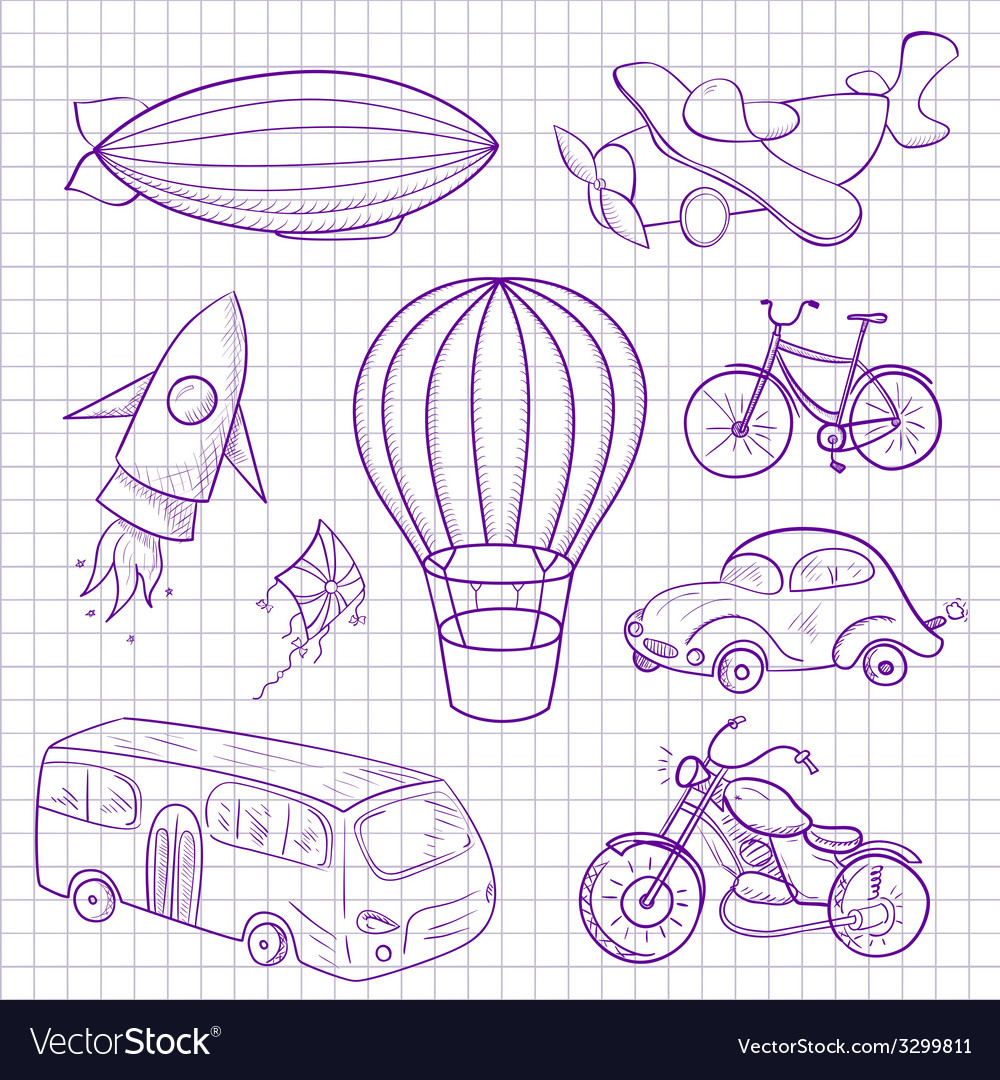 Sketches means of transport Stock Vector by ©meowudesign 58094451