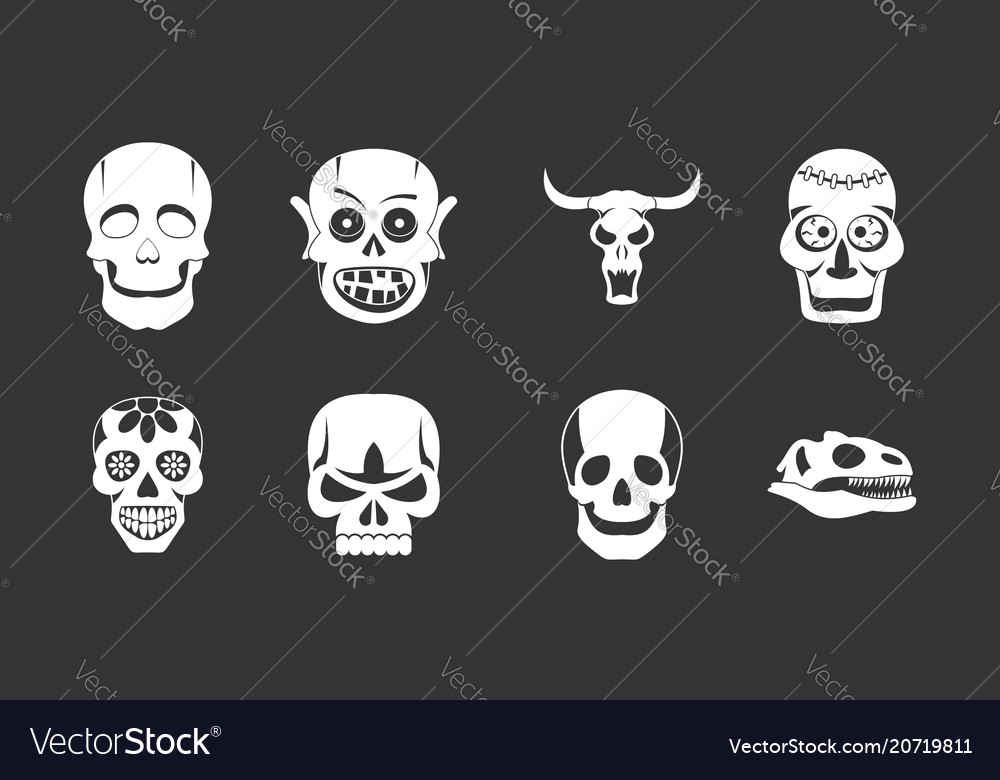 Skull icon set grey Royalty Free Vector Image - VectorStock