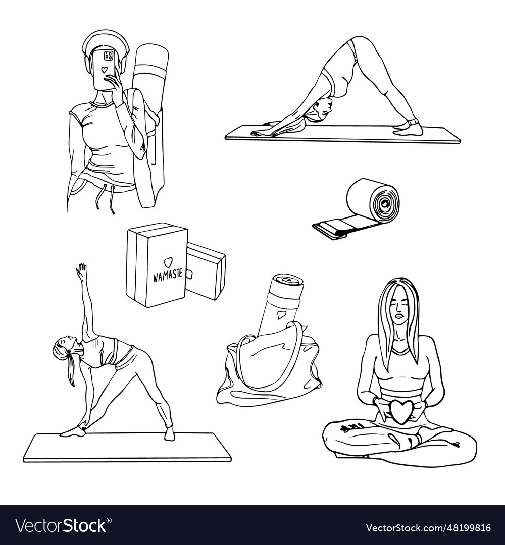 A set of elements of yoga asana Royalty Free Vector Image