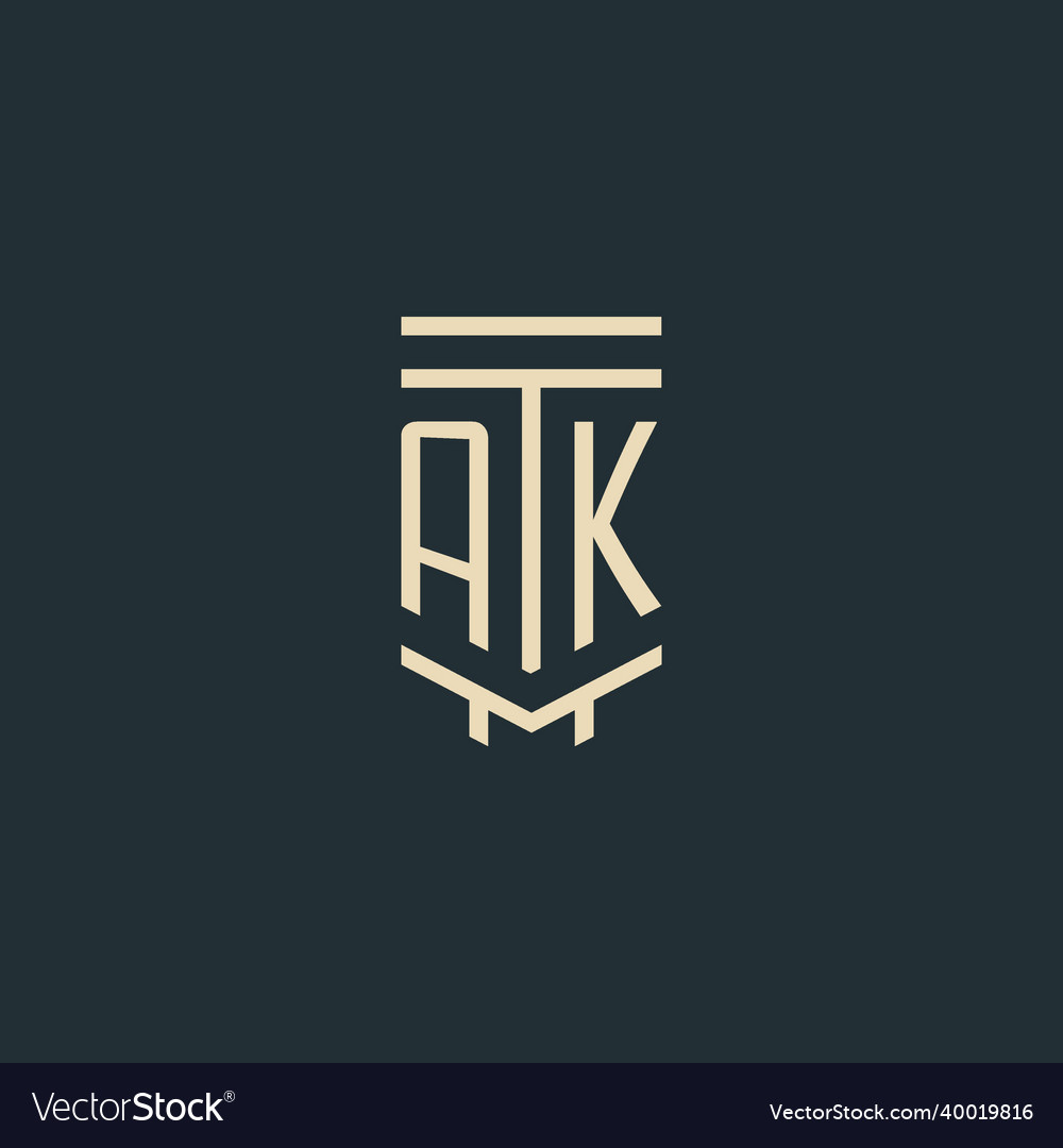 Ak initial monogram with simple line art pillar Vector Image Ak initial monogram with simple line art pillar