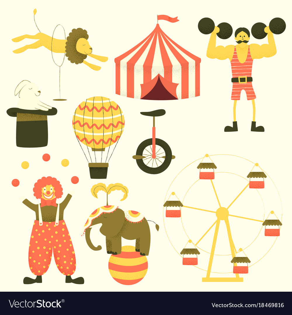 Circus set of characters Royalty Free Vector Image