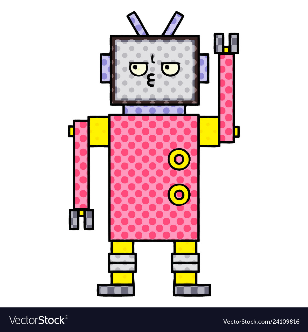 Comic book style cartoon robot