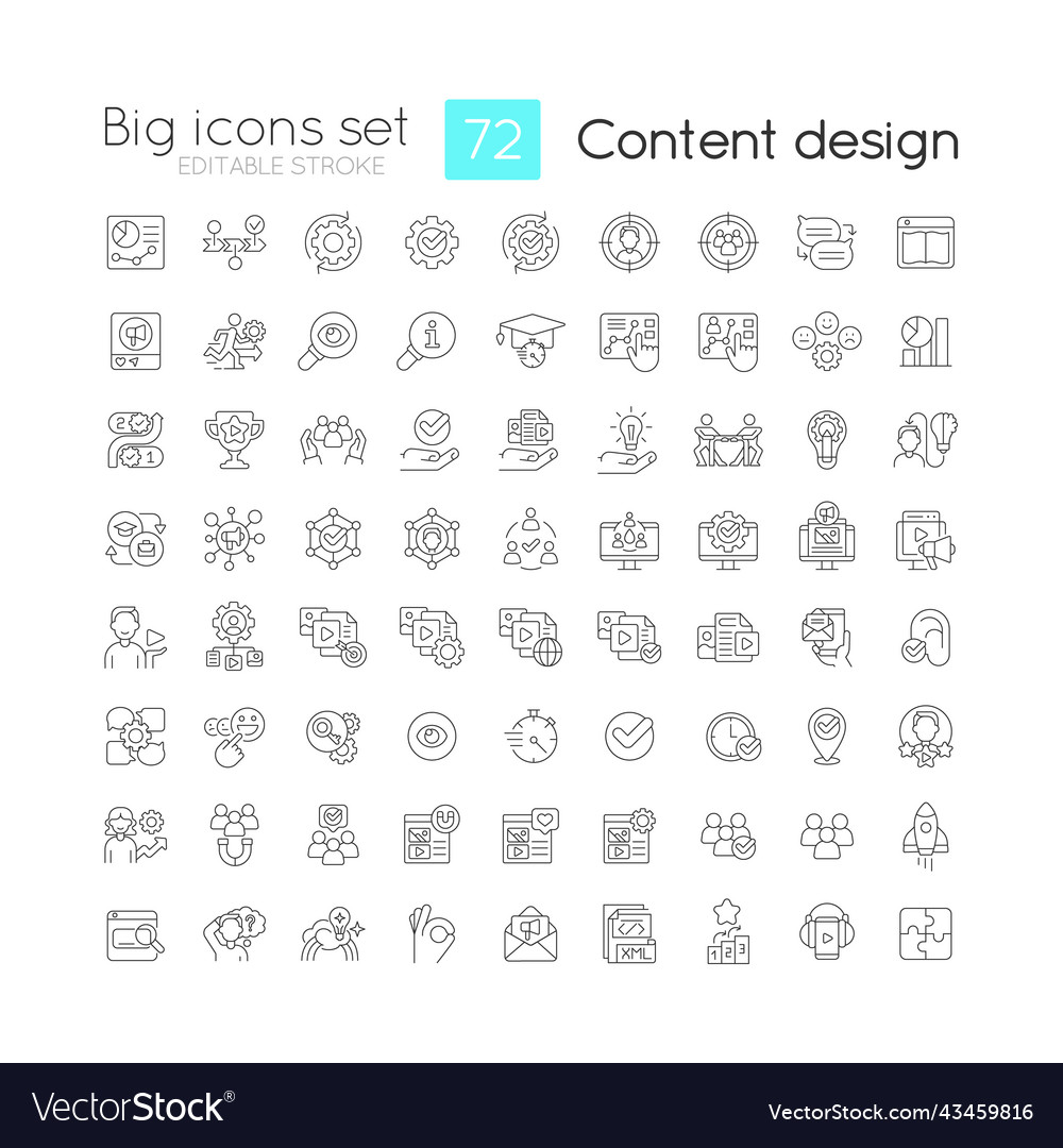 Inhalt Design lineare Icons Set