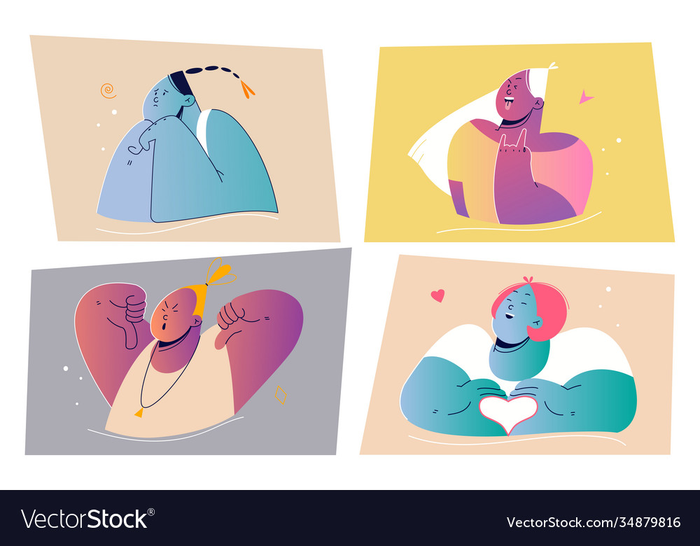 Emotion face expression print set concept vector image Emotion face expression print set concept