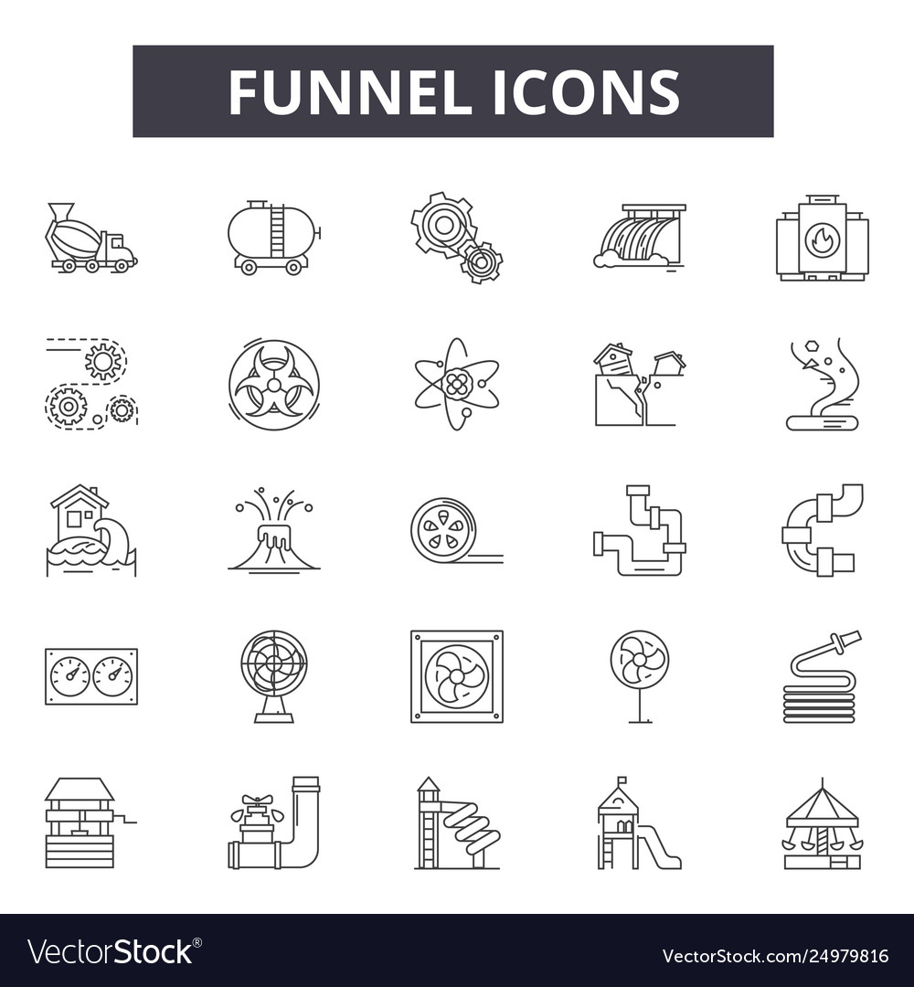 Funnel line icons signs set outline