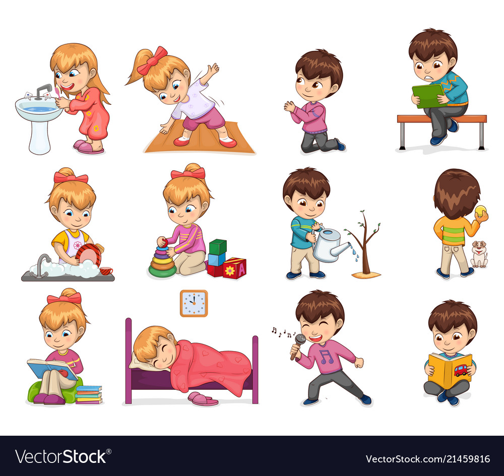 Girl and boy collection set Royalty Free Vector Image