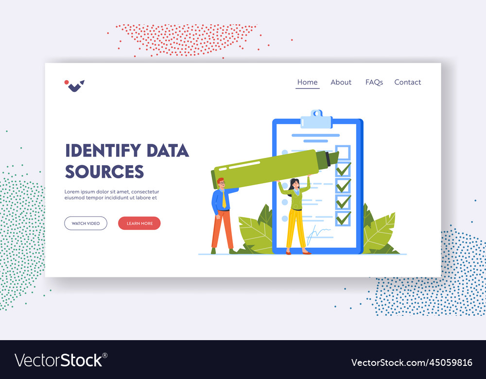 Identify data sources landing page template tiny