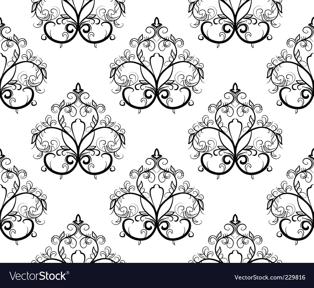 Intricate Black and White Damask Pattern