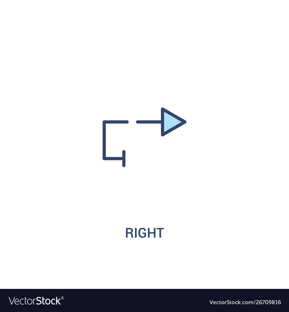 Right concept 2 colored icon simple line element