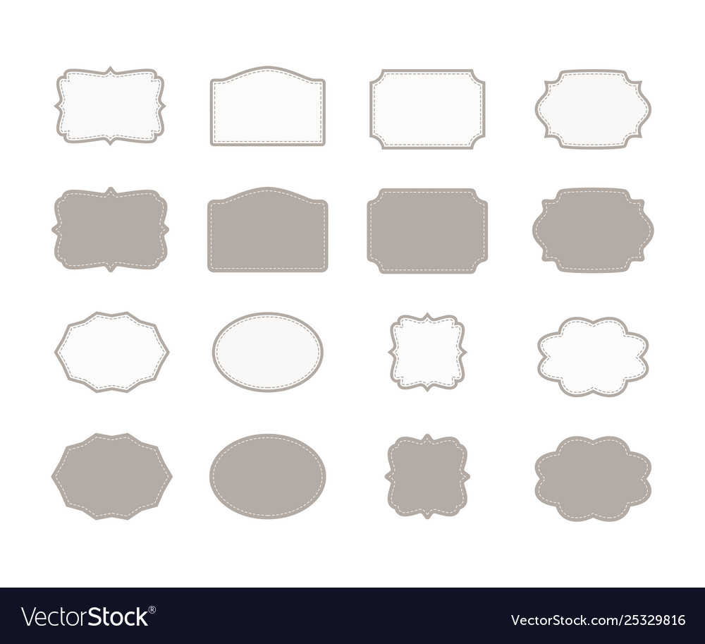 Set frames decorated with stitching isolated vector image Set frames decorated with stitching isolated