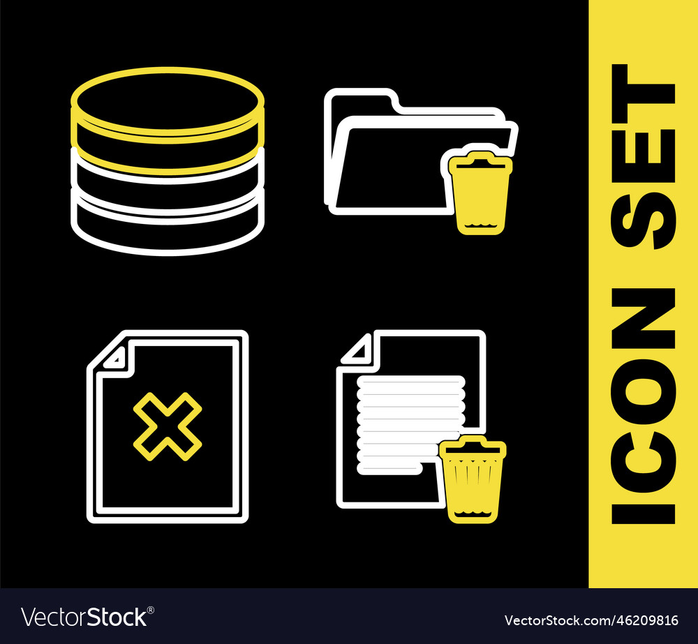 Set line delete folder file document vector image Set line delete folder file document