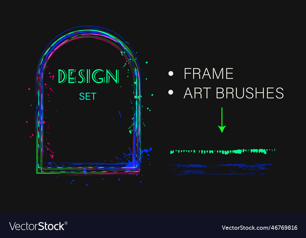 Set of design elements arch frame art brush vector image Set of design elements arch frame art brush