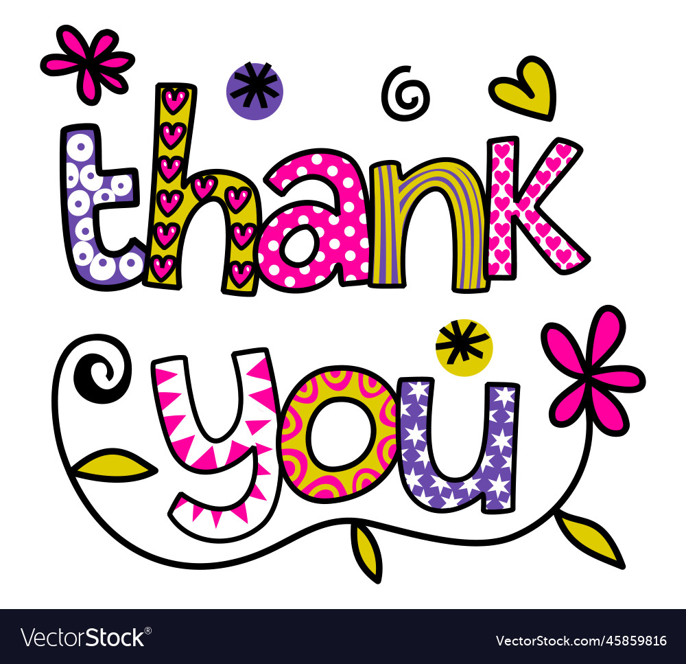 Thank You Freehand Text Expression Royalty Free Vector Image