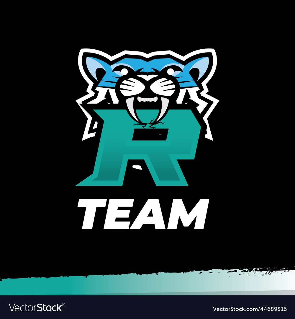 Tiger mascot sport logo letter r design