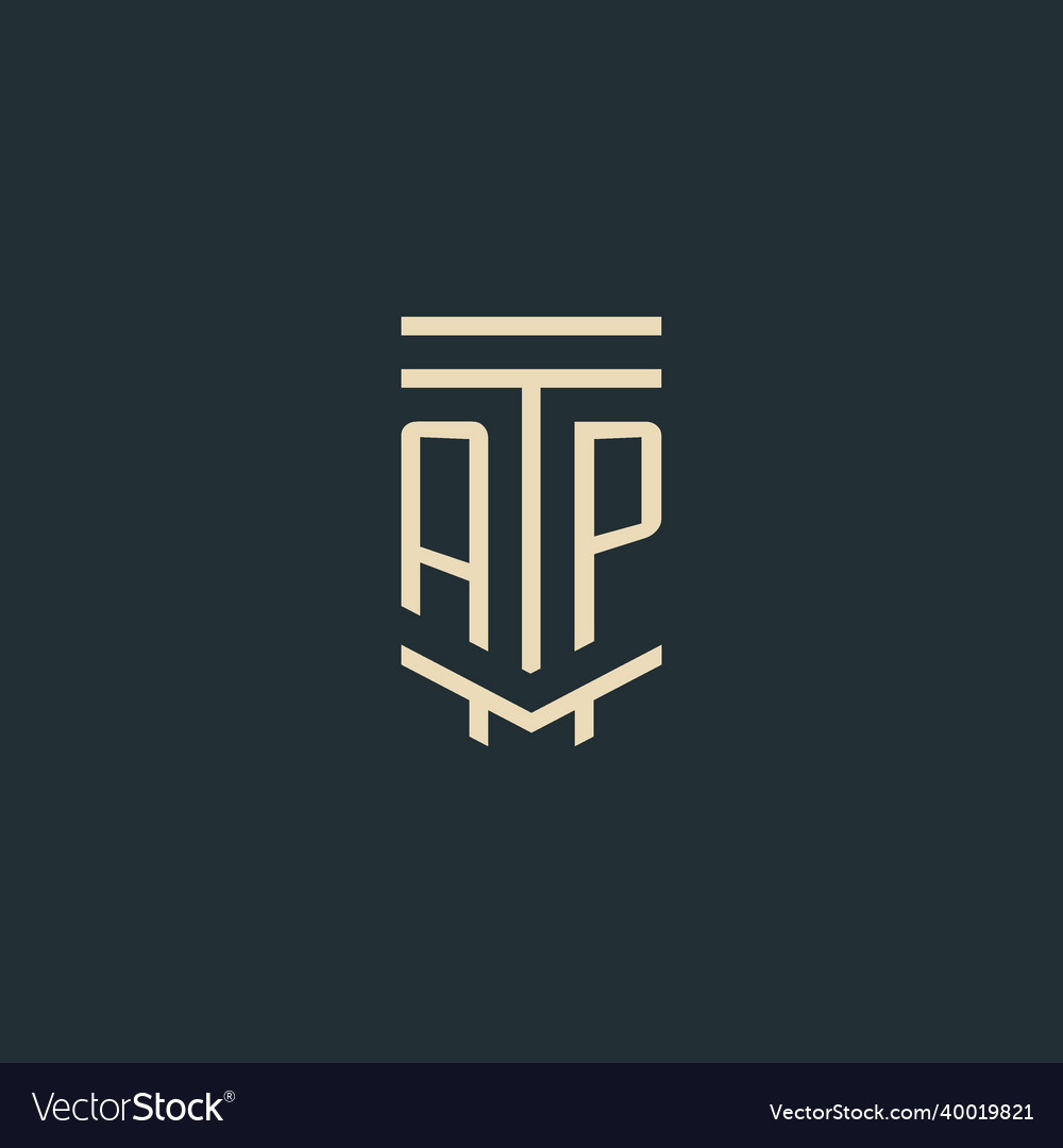 Ap initial monogram with simple line art pillar Vector Image Ap initial monogram with simple line art pillar