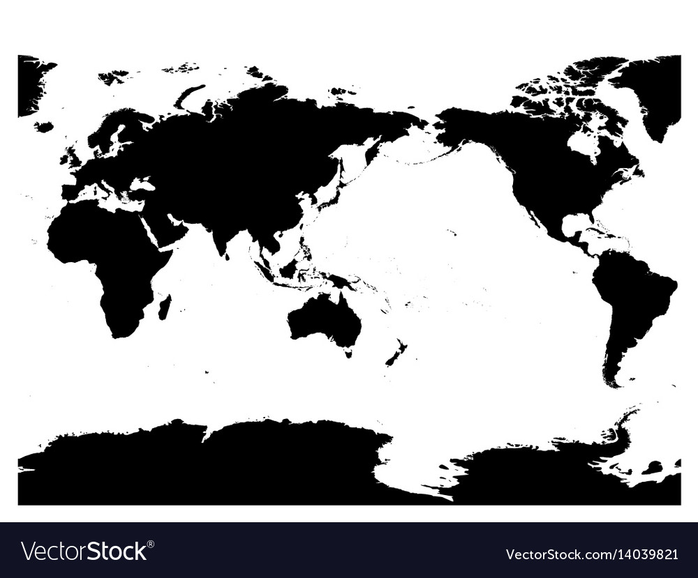 australia and pacific ocean centered world map vector image