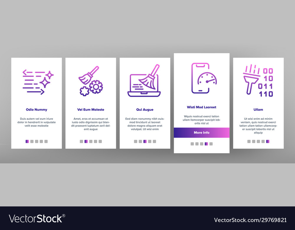 Cleaning application onboarding icons set