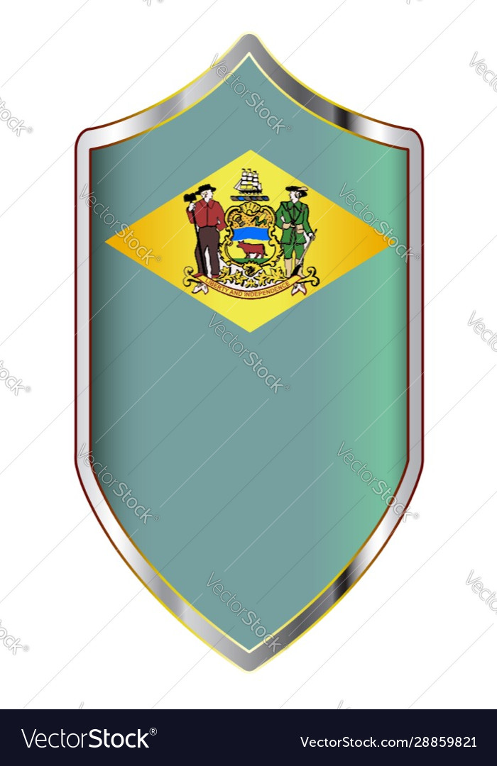 Delaware state flag on a crusader style shield