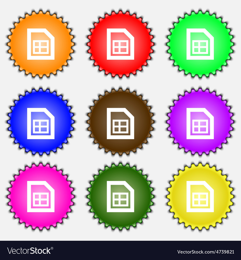 File document icon sign a set of nine different