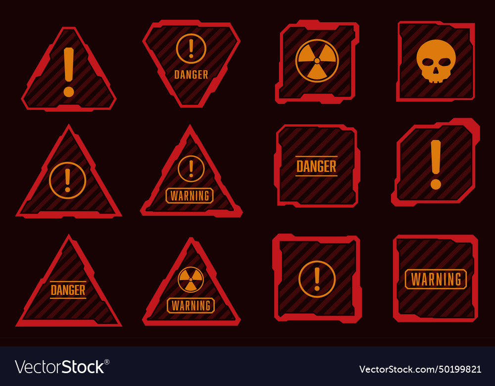 Hud danger and warning interface frame futuristic